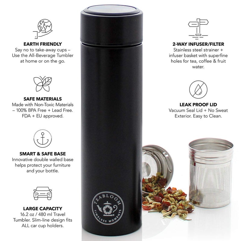 Teabloom - The ORIGINAL All-Brew Travel Tumbler & Thermos | OPRAHâ€™s Favorite | 16oz/480ml Insulated Water Bottle/Tea Flask/Cold Brew Coffee Mug - Image 2